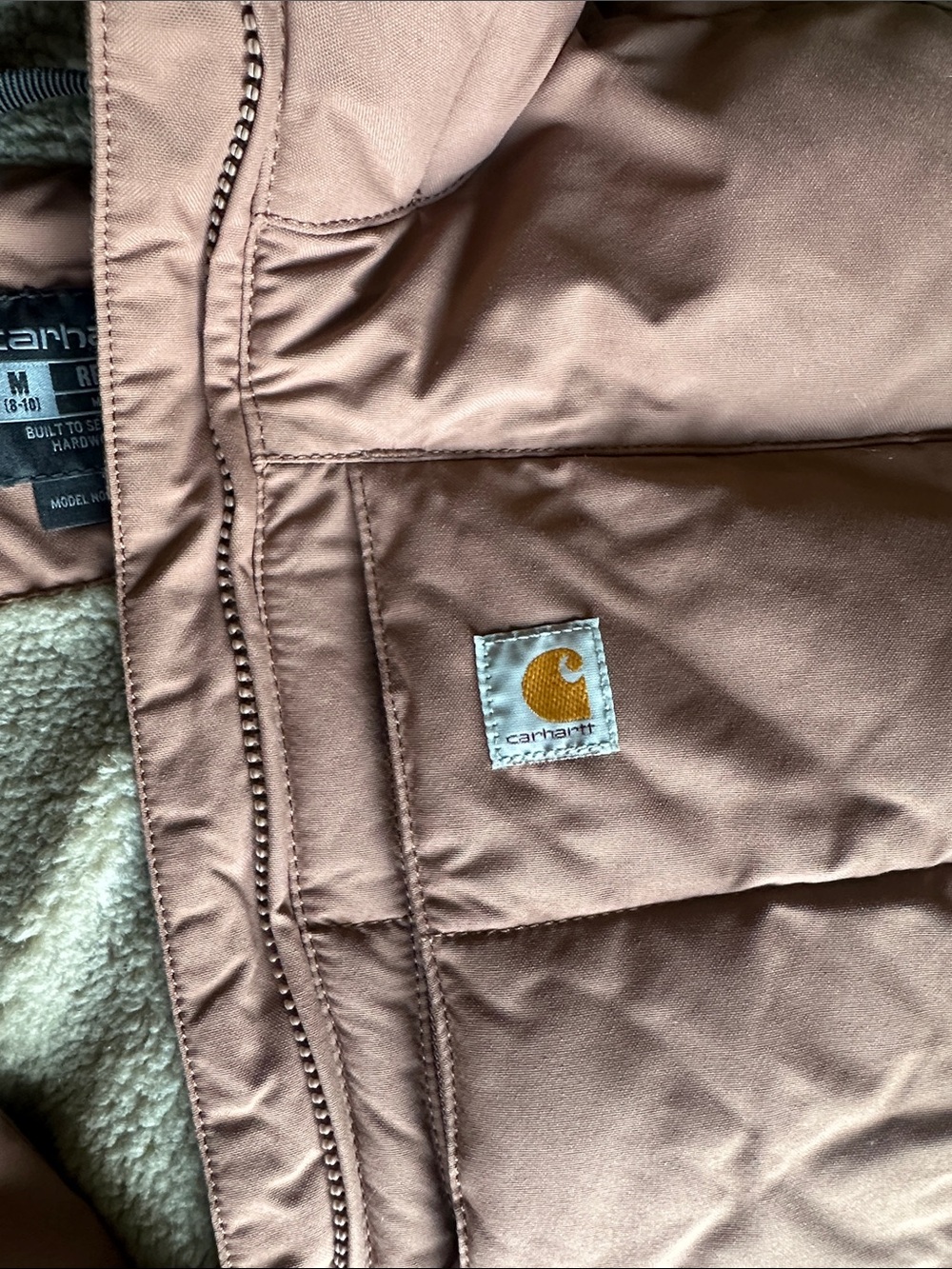 Carhartt Rain Defender Insulated Jacket Women’s Medium Nutmeg Sherpa Hood - Picture 6 of 16